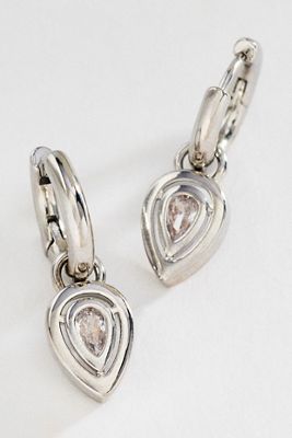 Pear Crystal Huggie Hoop Earrings