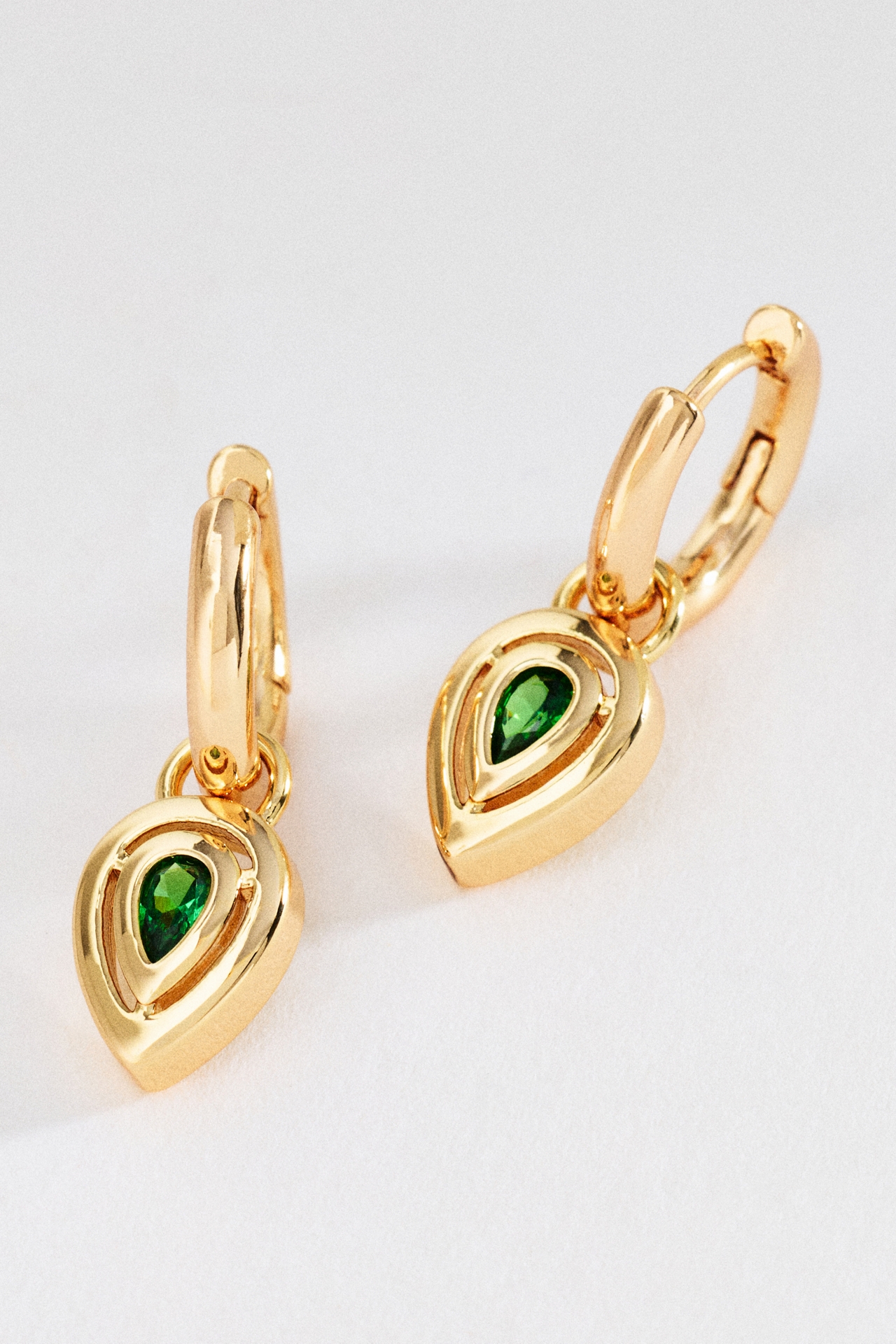 Pear Crystal Huggie Hoop Earrings