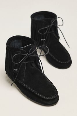 By Anthropologie Fringed Moccasin Boots