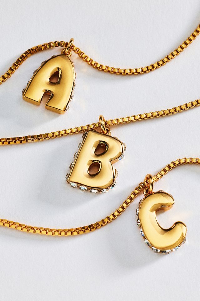 Crystal Initial Pendant Necklace #1
