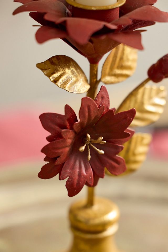 Poinsettia Metal Taper Holder #1