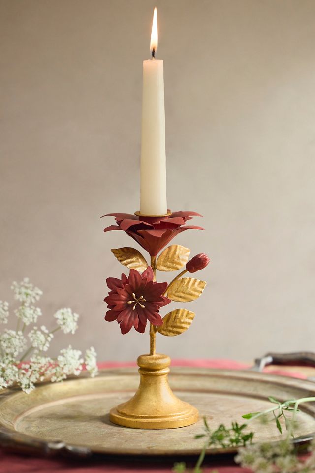 Poinsettia Metal Taper Holder #2
