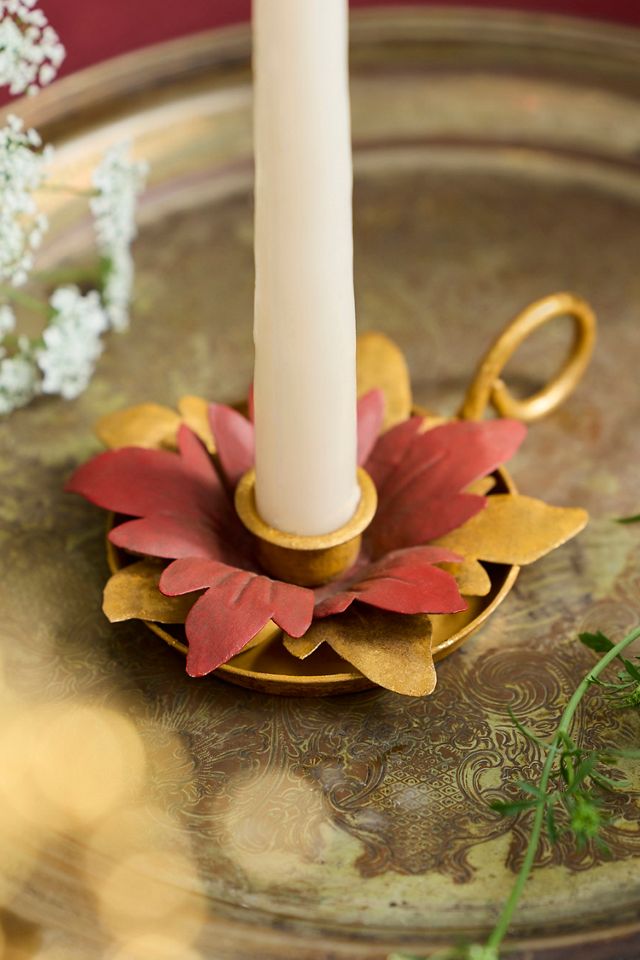 Poinsettia Metal Taper Holder #3