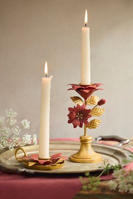 Poinsettia Metal Taper Holder