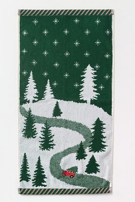 Cotton Tree Scene Embroidered Hand Towel