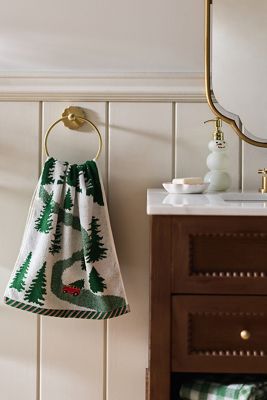 Cotton Tree Scene Embroidered Hand Towel