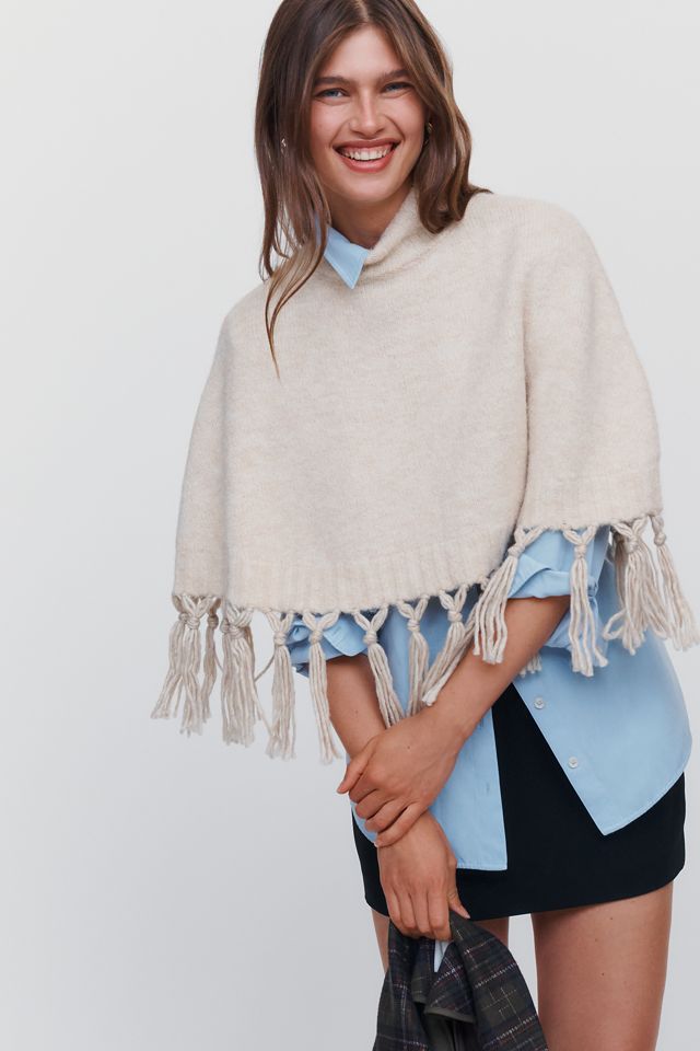 Mare Mare Cropped Fringed Poncho #1