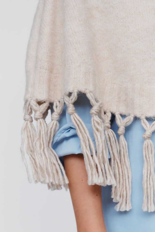 Mare Mare Cropped Fringed Poncho #2