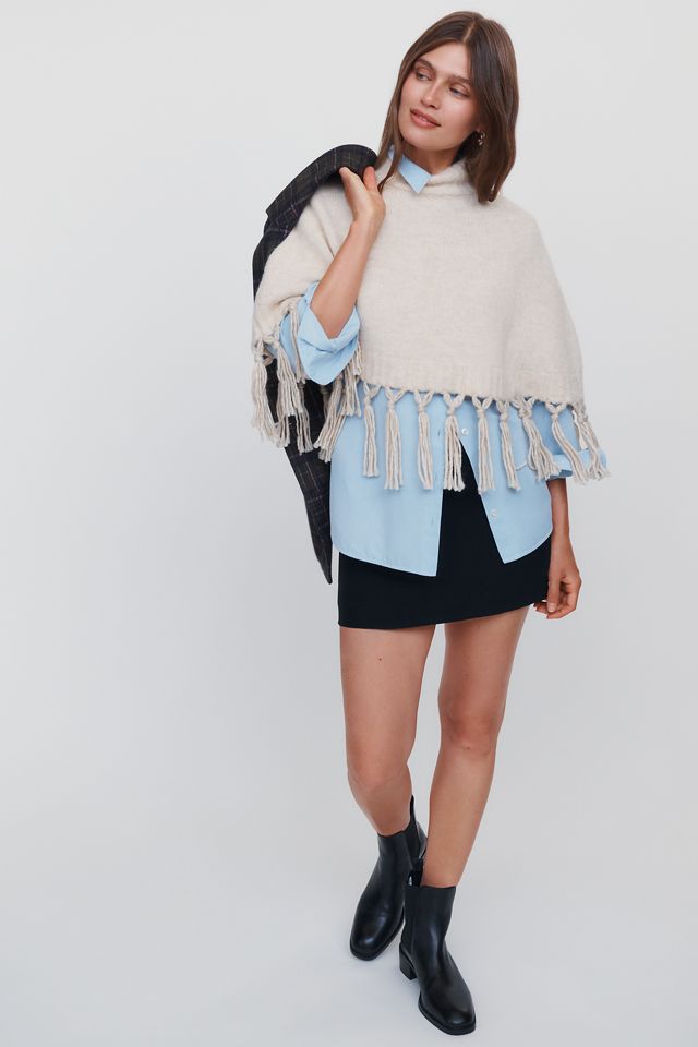 Mare Mare Cropped Fringed Poncho #3