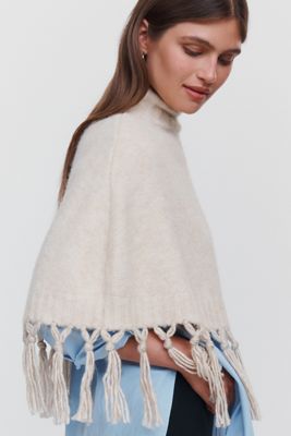 Mare Mare Cropped Fringed Poncho
