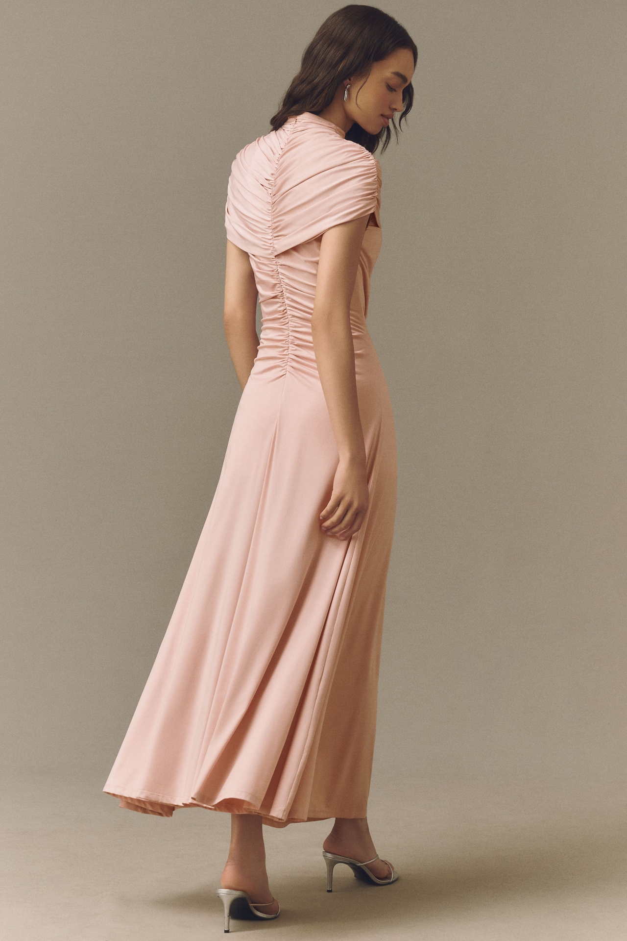 Siempre Micro-Cape Jersey Maxi Dress