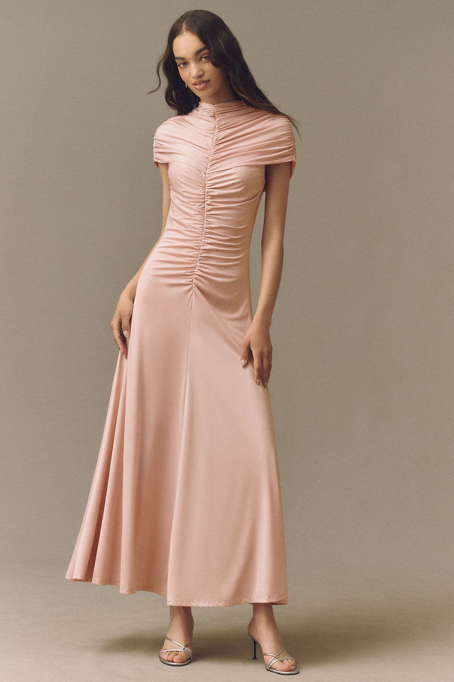 Siempre Micro-Cape Jersey Maxi Dress