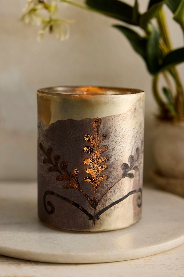 Burnished Leaves Glass Votive #1