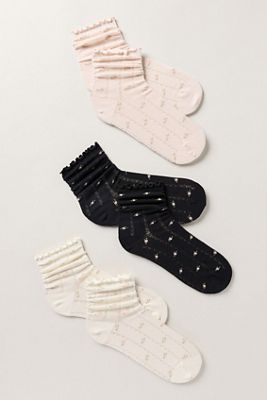 For Love & Lemons Pointelle Floral Crew Socks