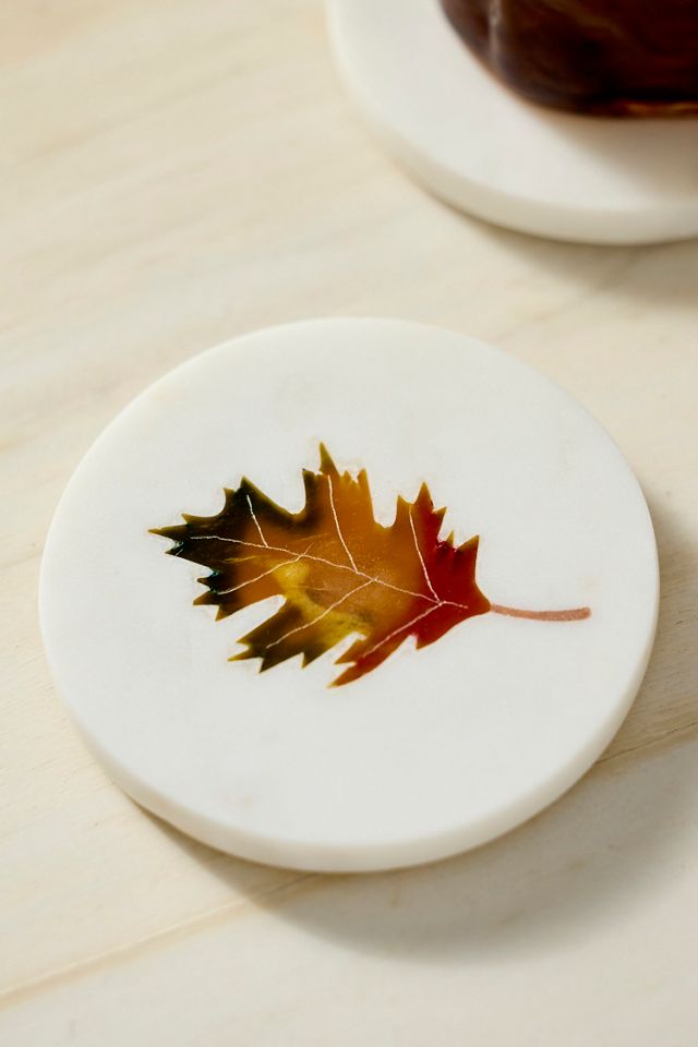 Fall Leaf Marble Coasters, Set of 4 #1