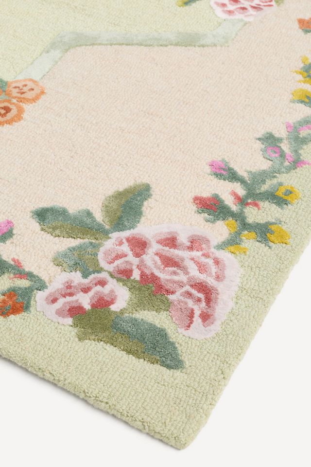 Jensine Tufted Wool-Blend Floral Border Rug #1