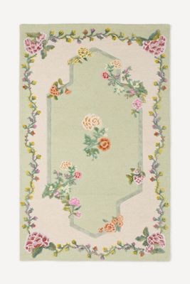 Jensine Tufted Wool-Blend Floral Border Rug