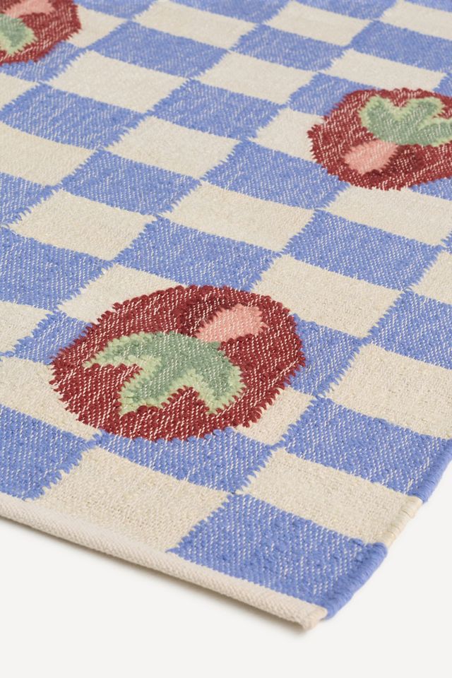 Flatwoven Jute Checkered Radish Rug #1