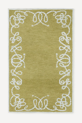 Anthropologie Maeve Beaumont Tufted Wool Rope Border Rug