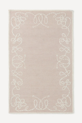 Anthropologie Maeve Beaumont Tufted Wool Rope Border Rug In Pink