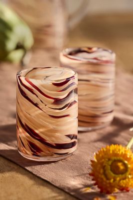 Mauve Swirl Glass Tumblers, Set of 2