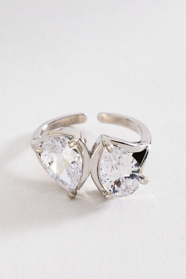 Double Pear-Cut Crystal Ring #1