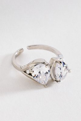 Double Pear-Cut Crystal Ring
