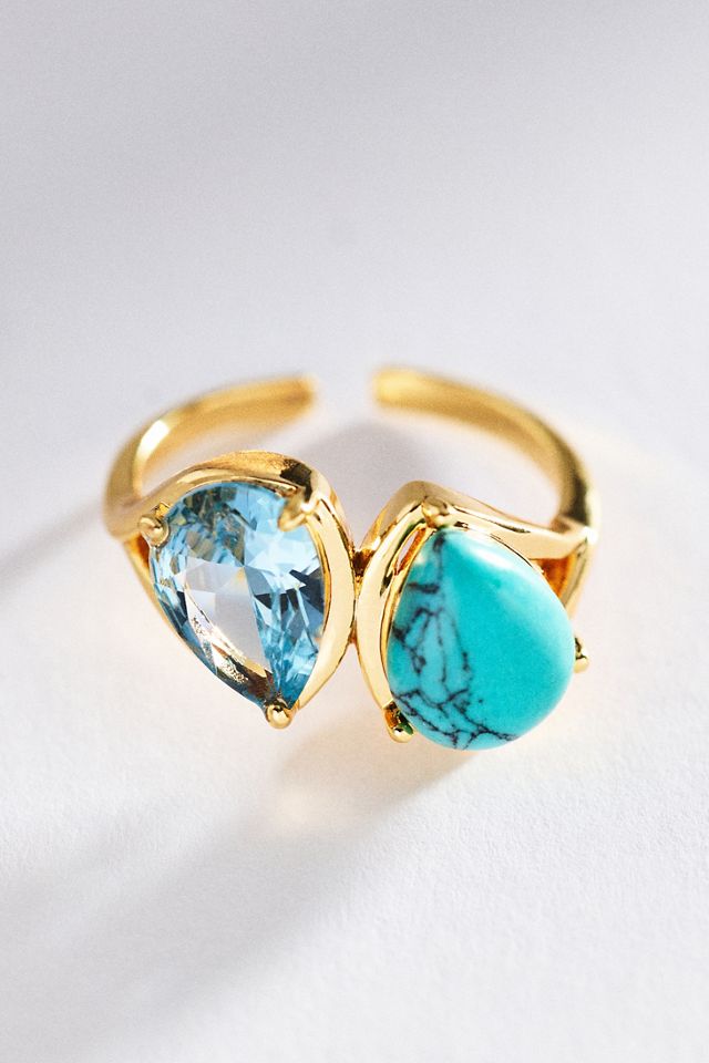 Double Pear-Cut Crystal Ring #2