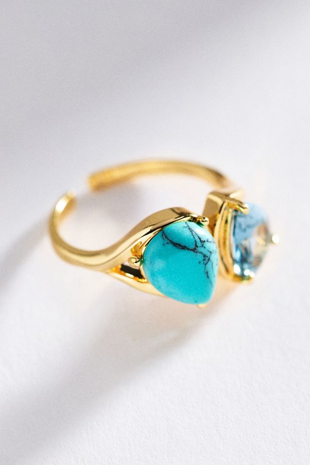 Double Pear-Cut Crystal Ring #1