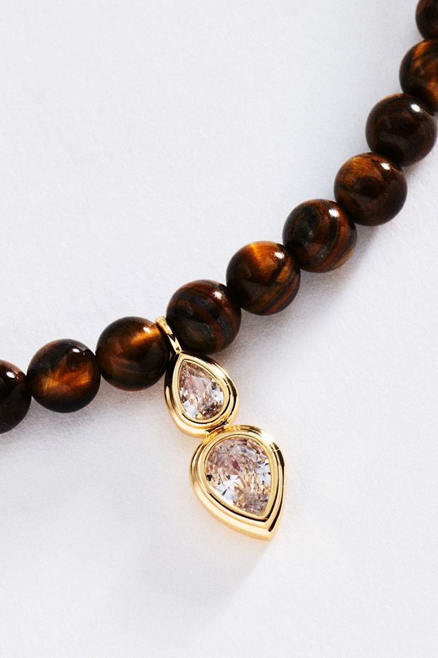 Stone Beaded Pendant Necklace #1