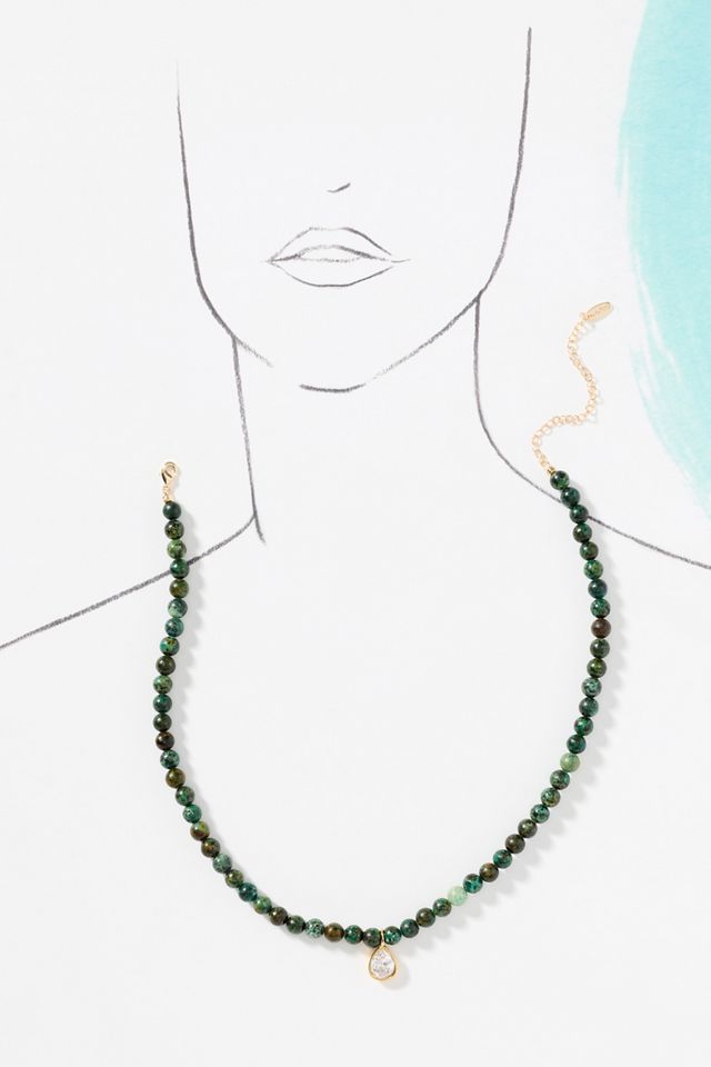 Stone Beaded Pendant Necklace #3