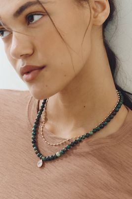 Stone Beaded Pendant Necklace