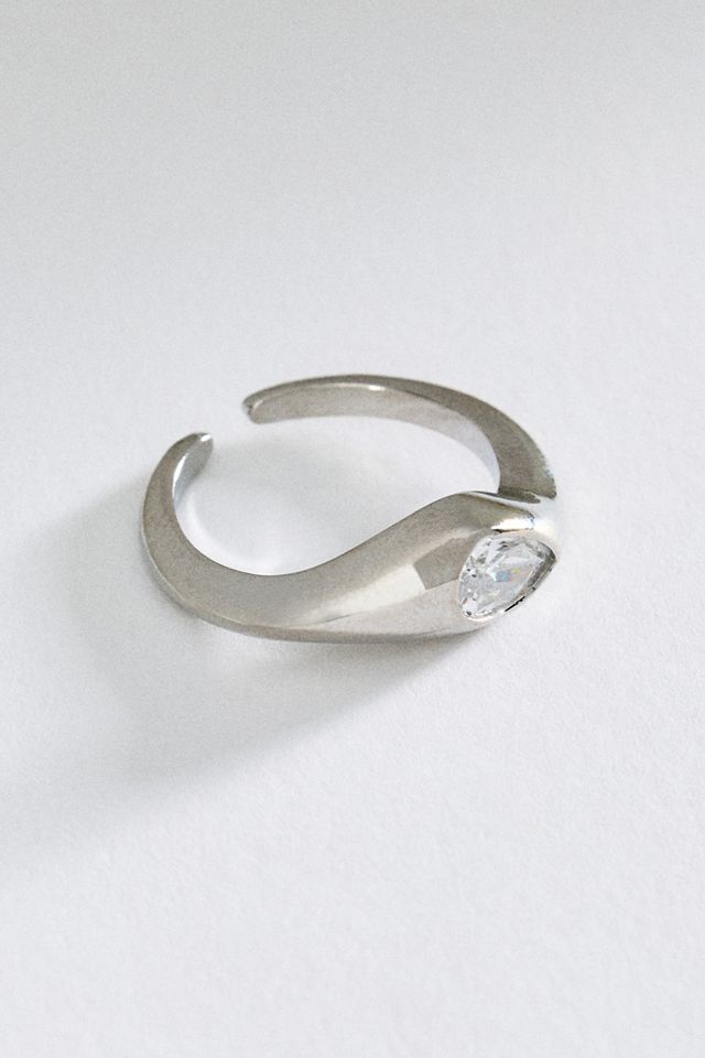 Organic Pear-Cut Crystal Ring #1