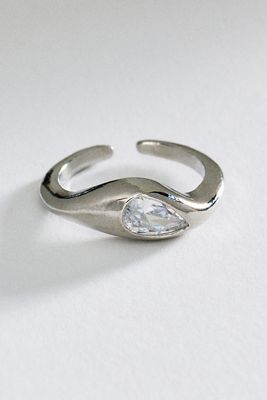 Organic Pear-Cut Crystal Ring