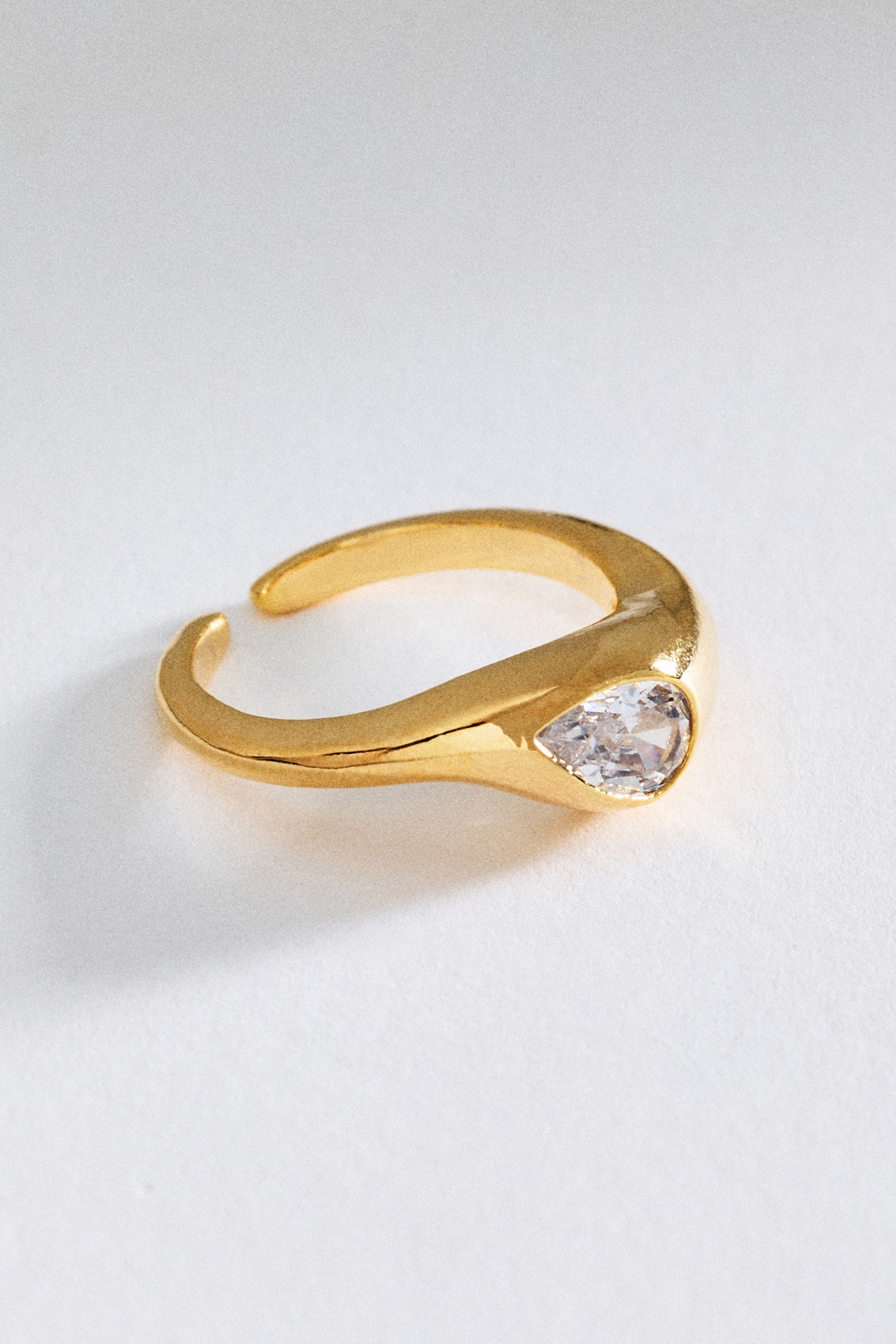 Organic Pear-Cut Crystal Ring