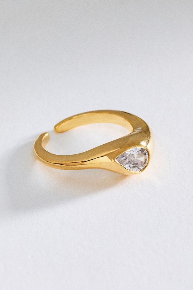 Organic Pear-Cut Crystal Ring #1