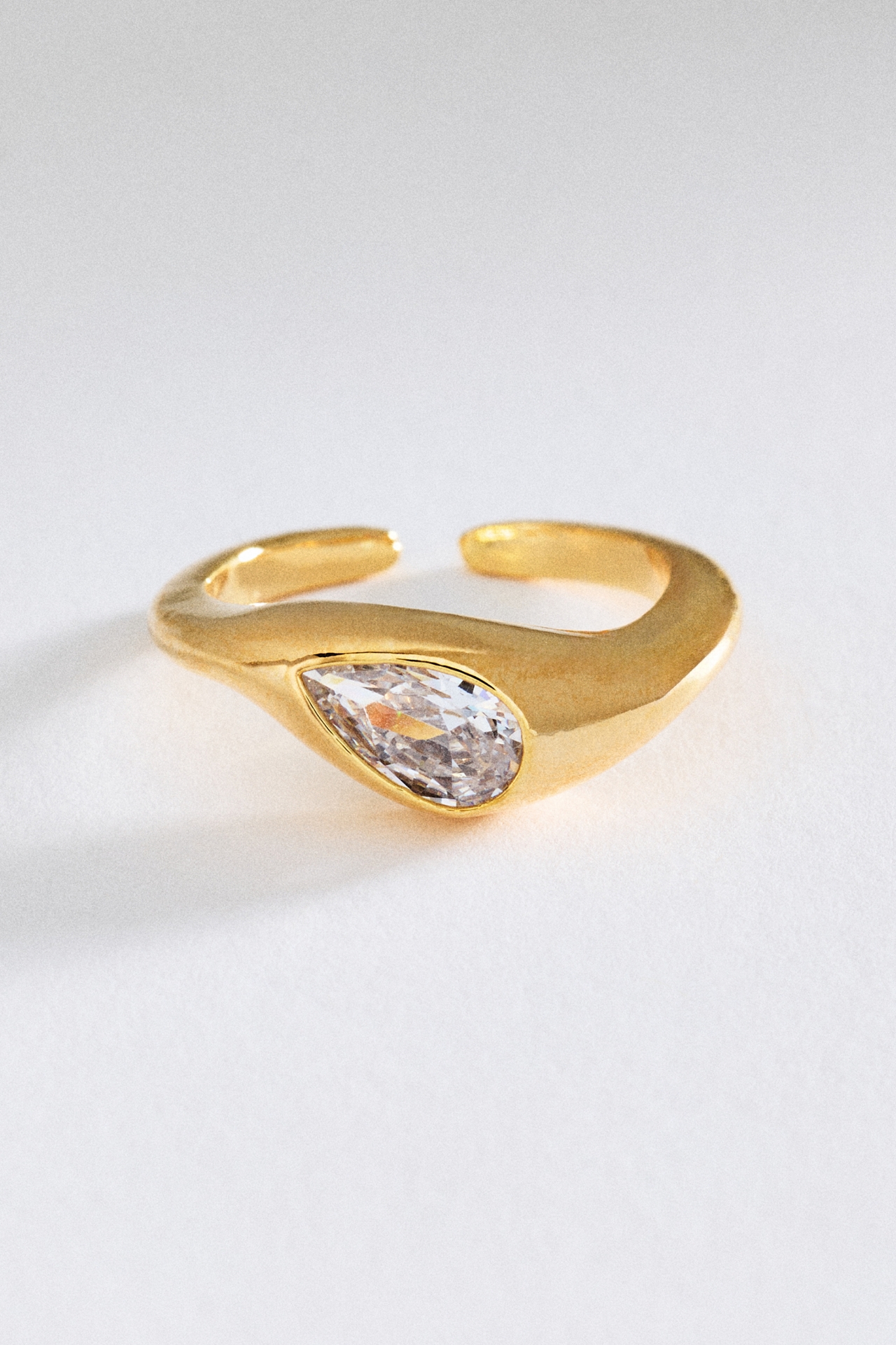 Organic Pear-Cut Crystal Ring