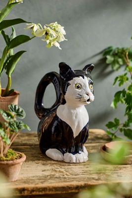 Tuxedo Cat Stoneware Watering Can
