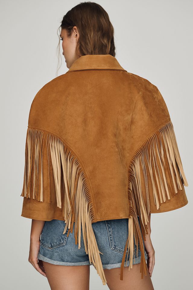 Siempre Fringe Faux-Suede Cape #2