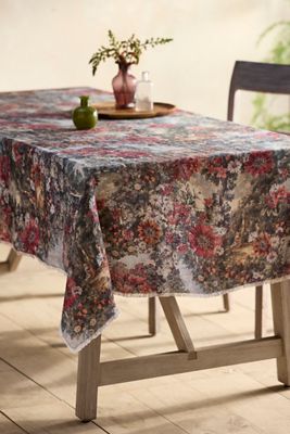 Vintage Tapestry Linen Tablecloth