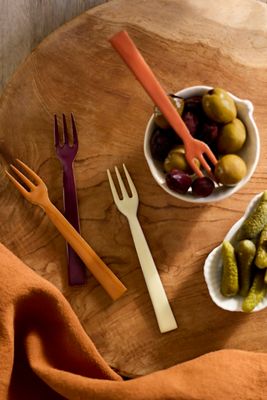 Autumn Enamel Appetizer Forks, Set of 4