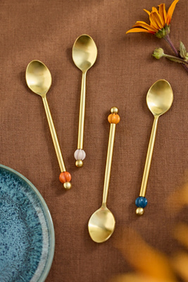Terrain Carved Ball Spoons, Set Of 4 In Gold