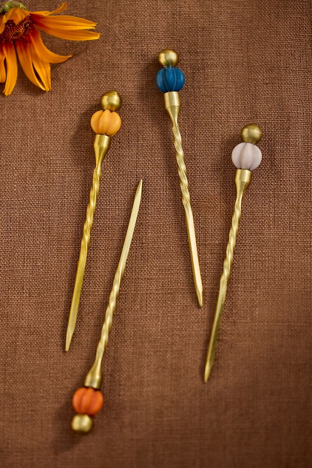 Carved Ball Cocktail Picks, Set of 4 #2