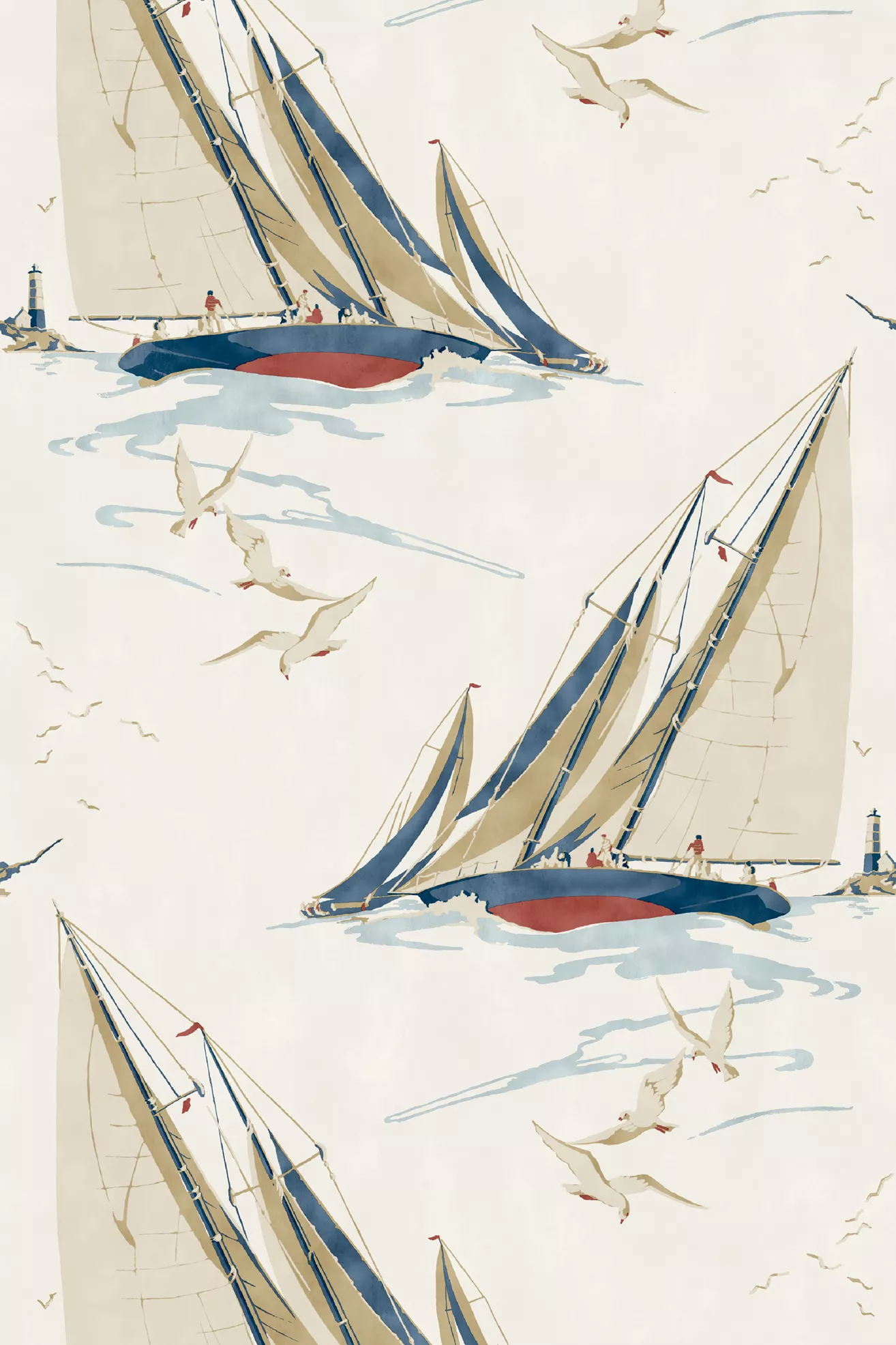 Round the Island Sailboat Wallpaper