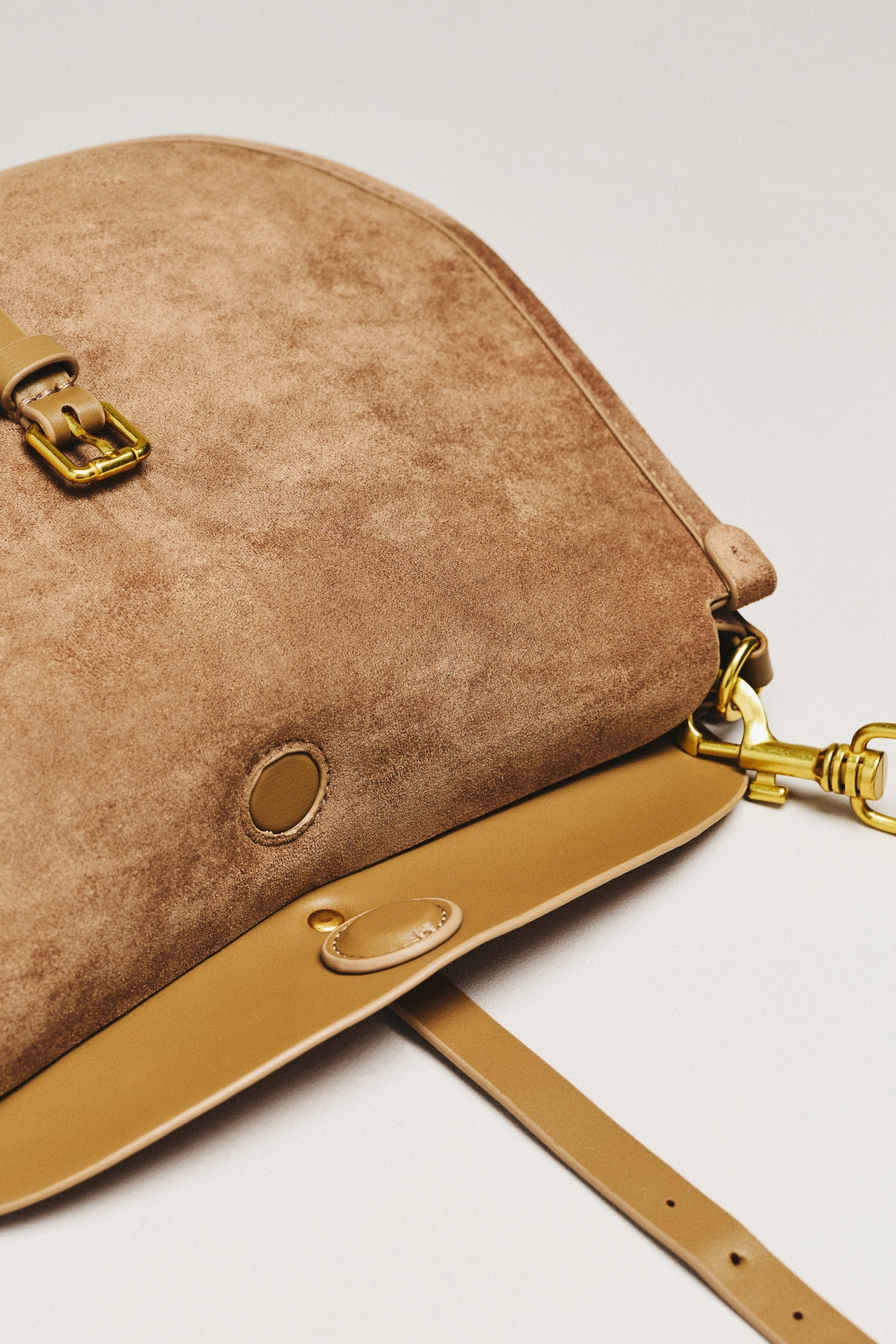 By Anthropologie Faux Suede Buckle Shoulder Bag