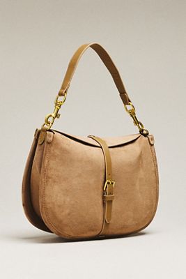 By Anthropologie Faux Suede Buckle Shoulder Bag