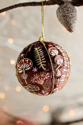 Velvet Mushroom Globe Ornament