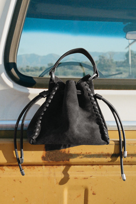 By Anthropologie Faux-Suede Whipstitch Satchel