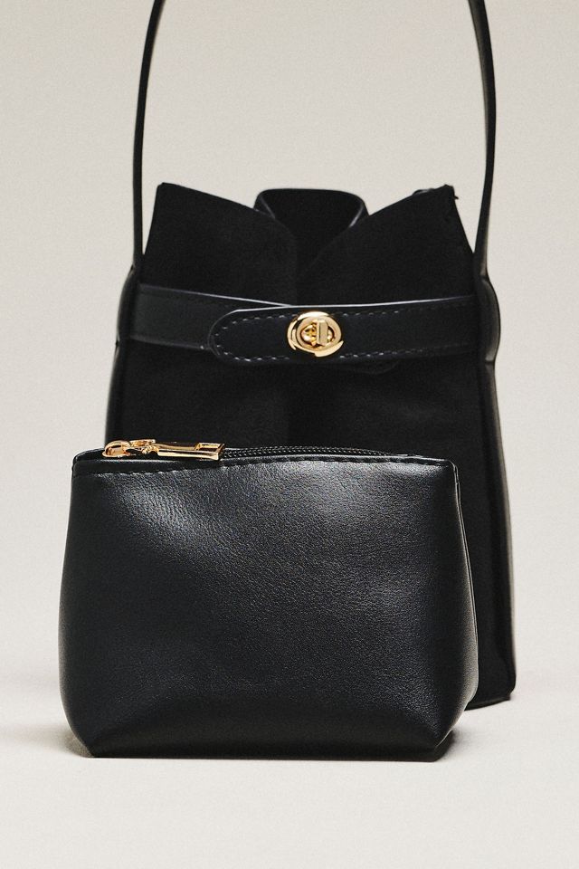 By Anthropologie Faux Suede Buckle Bucket Bag #3