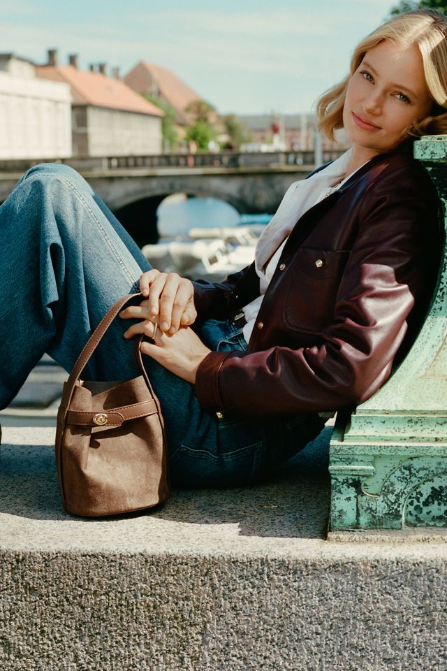 By Anthropologie Faux Suede Buckle Bucket Bag #2